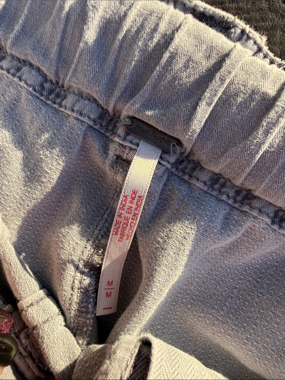 Free People Light Gray Relaxed Cargo Jeans with Drawstring - Picture 9 of 11